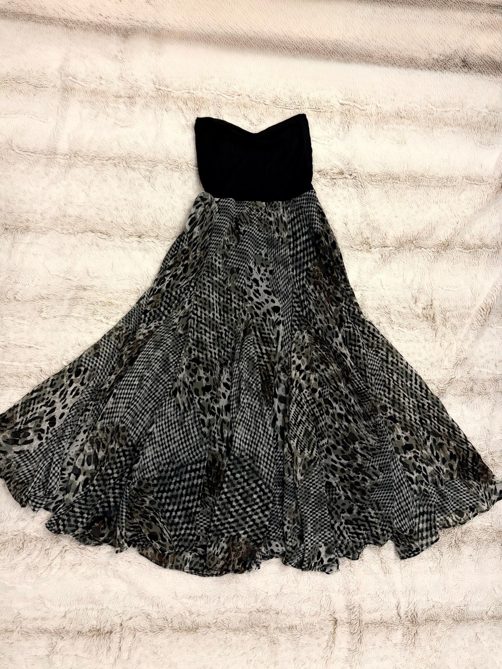 🧚♂️ Y2K Fairy Grunge Animal Print Strapless Maxi Dress Whimsigoth Dark Feminine